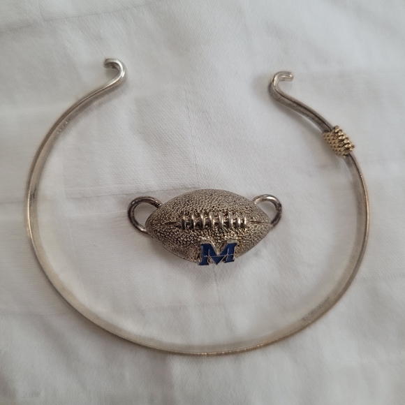 RARE 14K Gold & 925 University of Michigan Wolverines Football Charm Bracelet - Picture 4 of 15